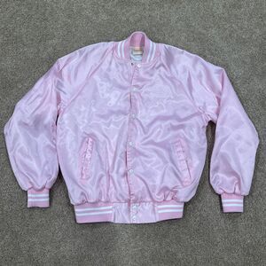 VTG  Coca Cola Trade-Mark ‎ Pink Satin Jacket Men/Adult L Made USA BY AUBURN